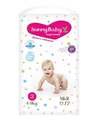 фото упаковки Sunnybaby Подгузники детские midi