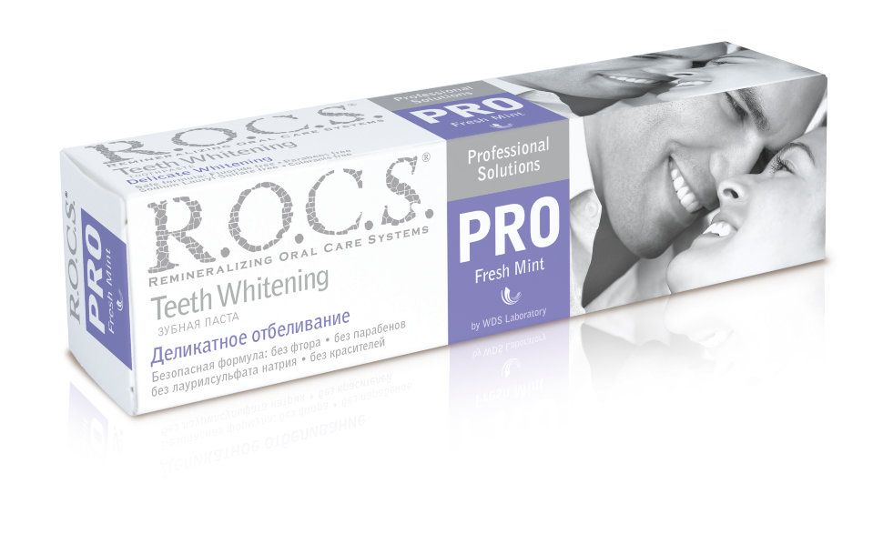 фото упаковки ROCS PRO Зубная паста Деликатное отбеливание Свежая мята