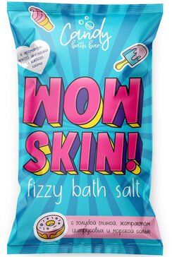 Wow Skin Соль шипучая для ванны, соль для ванн, с голубой глиной и экстрактом цитрусовых, 100,0 г, 1 шт.
