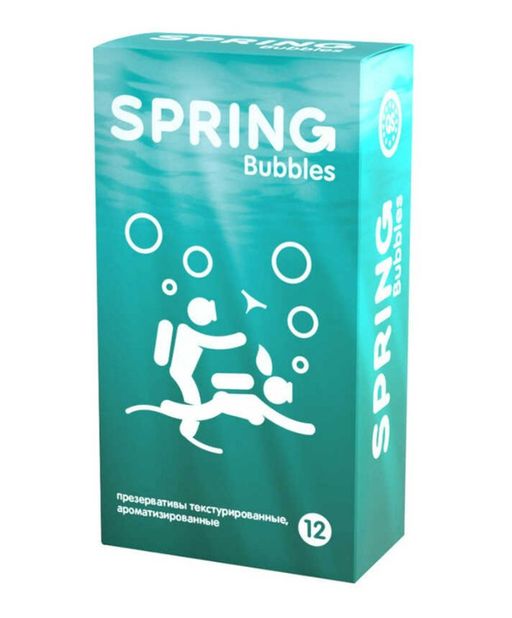 Spring Bubbles презервативы с пупырышками ароматизированные, набор презервативов, 12 шт.
