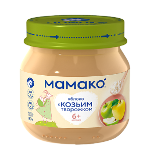 Мамако пюре яблоко и козий творожок, пюре, 80 г, 1 шт.