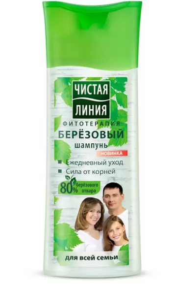 Чистая линия Шампунь Березовый для всей семьи, шампунь, для всех типов волос, 250 мл, 1 шт.