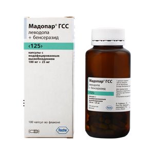 Мадопар ГСС 125, 100 мг+25 мг, капсулы с модифицированным высвобождением, 100 шт.