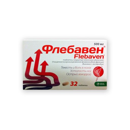 Флебавен, 50 мг+450 мг, таблетки, покрытые пленочной оболочкой, 32 шт.