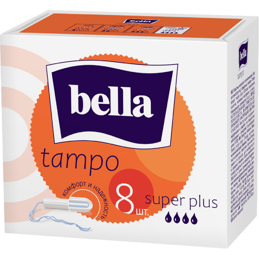 Bella Тампоны Супер Плюс, тампоны женские гигиенические, 4 капли, 8 шт.