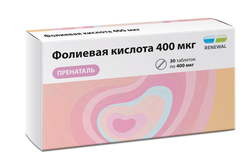 Фолиевая кислота Пренаталь, 400 мкг, таблетки, 30 шт.