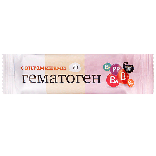 Гематоген витаминизированный, плитка, 40 г, 1 шт.